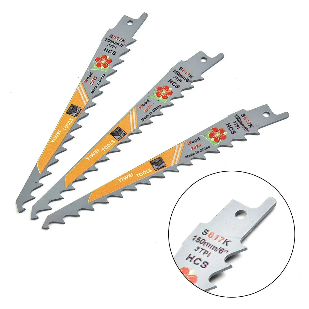 3 TPI HCS Reciprocating Saw Blades – Wood, Metal & PVC Set Reciprocating Saw Blades Qme