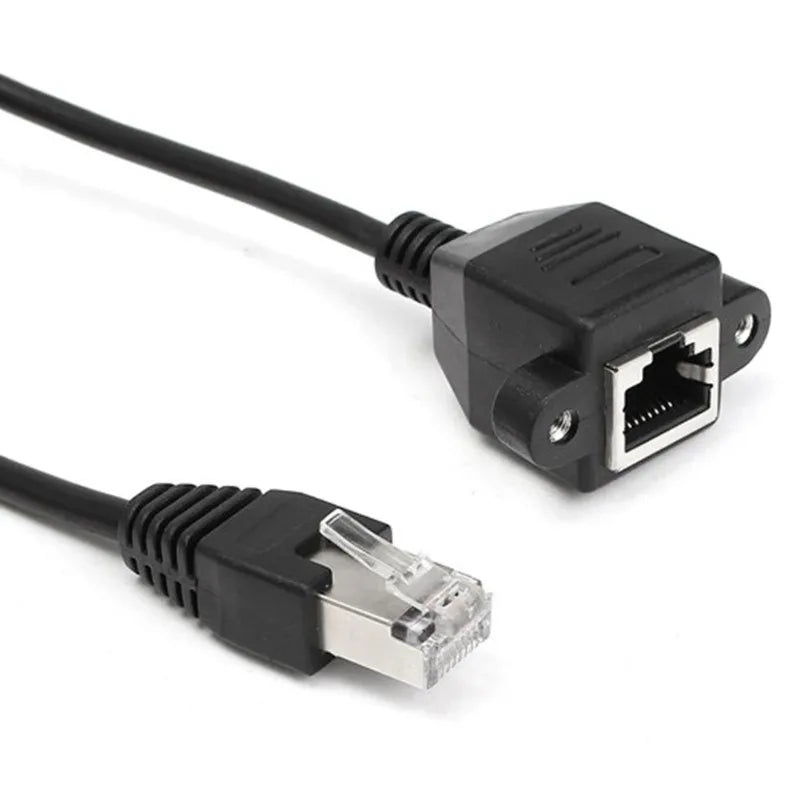 RJ45 LAN Extension Panel Mount Cable – Male to Female Screw Network Panel Connector Qme