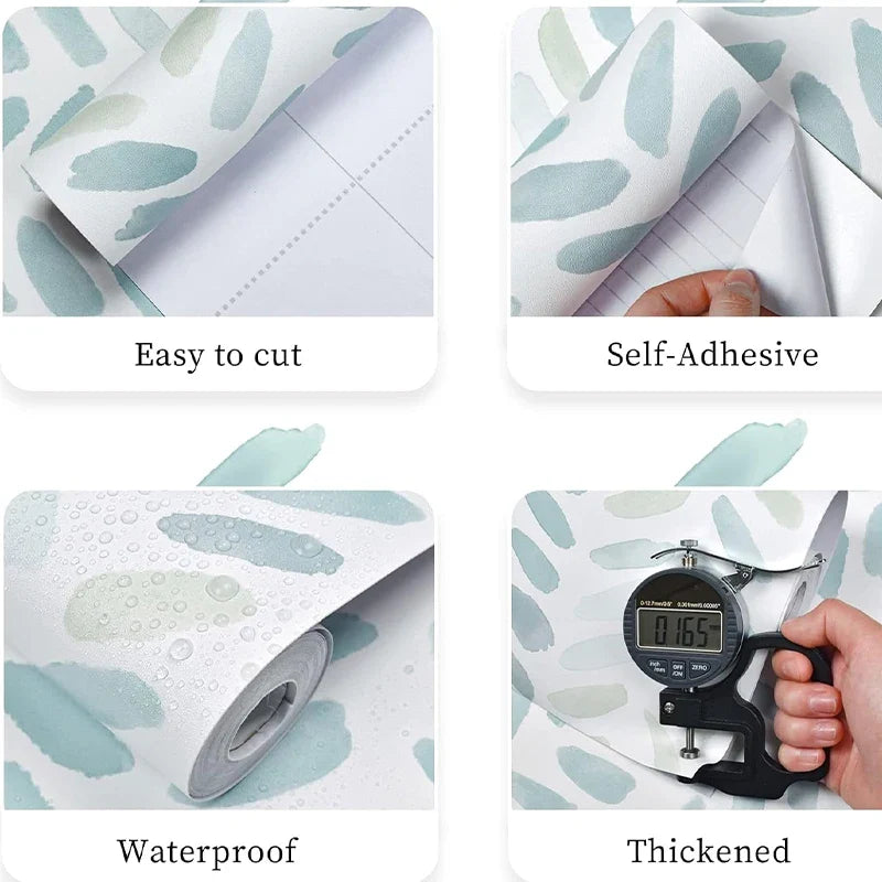 Boho Leaf Peel & Stick Contact Paper – Green White, 12 Options Peel & Stick Wallpaper Qme