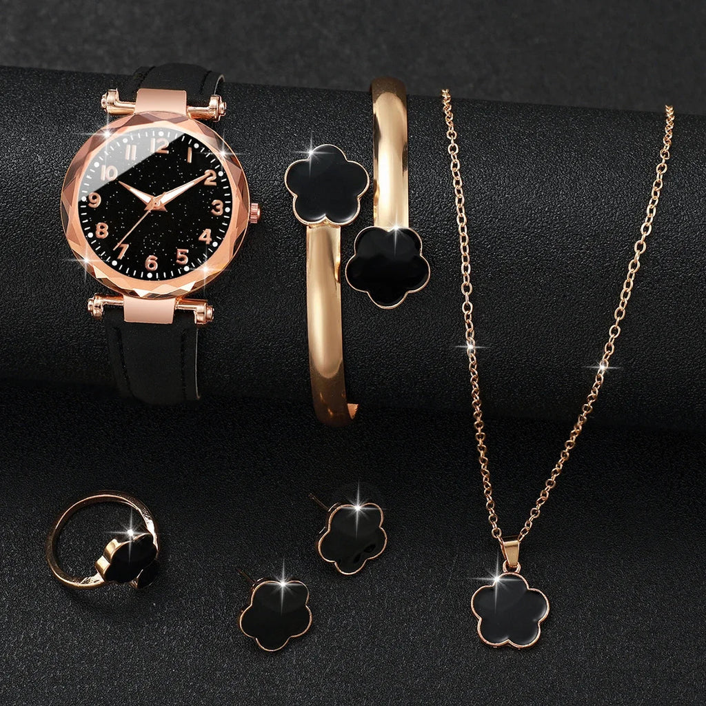 Women's Floral Leather Quartz Watch – Fashion Jewelry Timepiece Women's Fashion Watch Qme