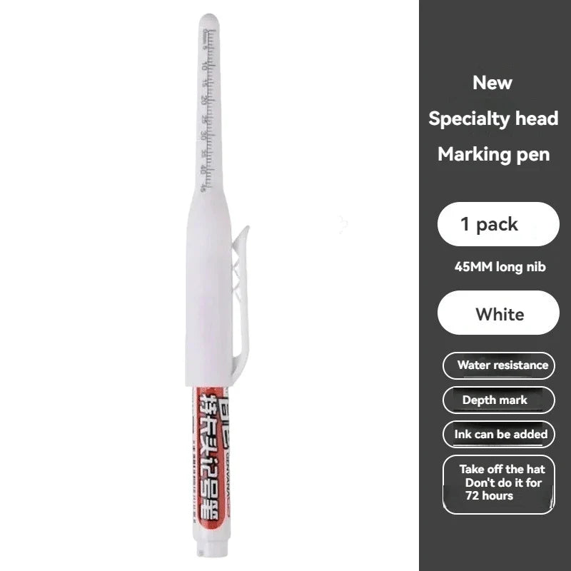 Waterproof Deep Hole Marker Pens – 45mm Long Nib Deep Hole Marker Pen Qme 1pcs white pen