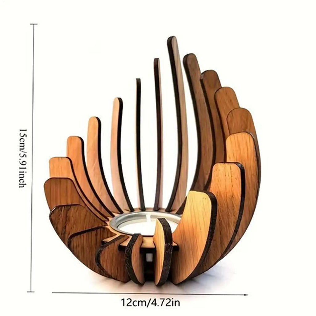 Wooden Tea Light Candle Holder – Creative Candlestick Decor Candle Holder Qme