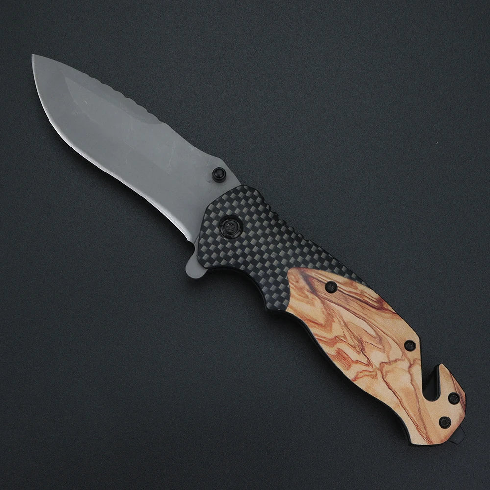 XUAN FENG Damascus Folding Knife D2 Steel – Camping Survival EDC Folding Pocket Knife Qst