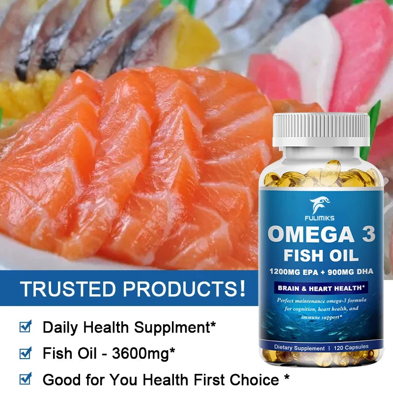 Fulimiks Omega-3 Fish Oil 3600mg – High Potency EPA DHA Capsules Omega-3 Supplement Qst