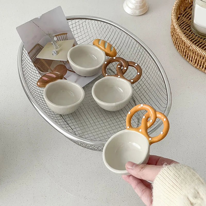 Ceramic Dipping Sauce Dish with Bread Handle – Condiment Bowl Ceramic Condiment Dish Qst