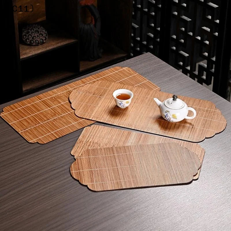 Handmade Bamboo Tea Mat | Kung Fu Tea Ceremony Accessory Bamboo Tea Mat Qme