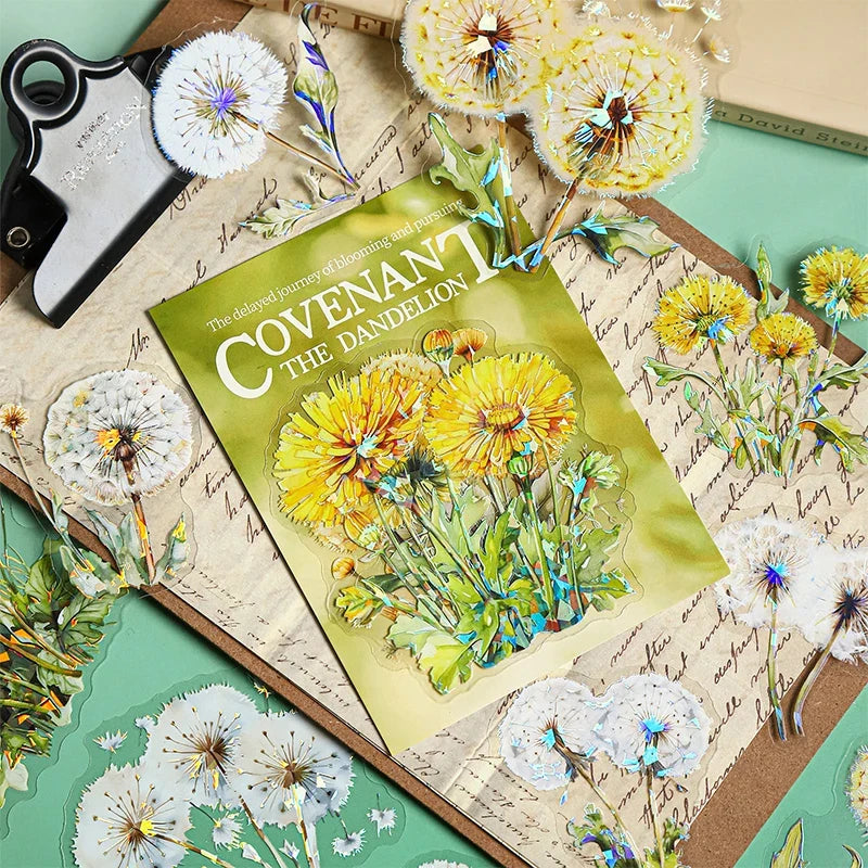 Dandelion PET Stickers for Scrapbooking, Journals & Crafts Decorative Craft Stickers Qme