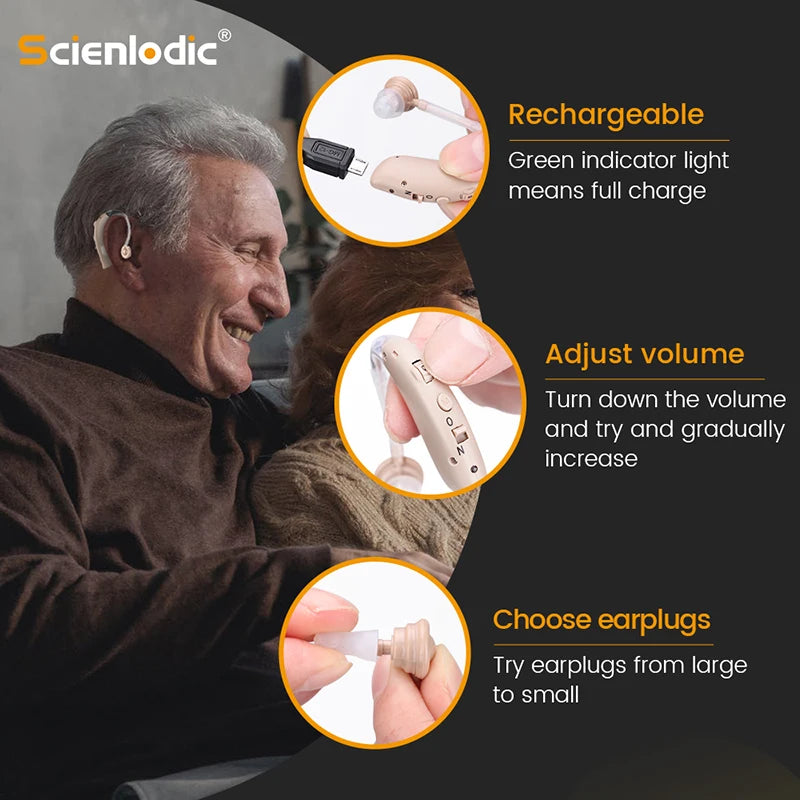 Mini Rechargeable BTE Hearing Aid – 4-Mode Digital Amplifier BTE Hearing Aid Qst