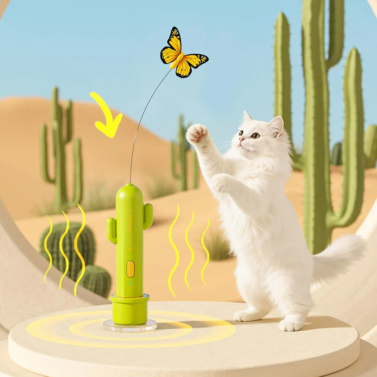 Rechargeable Electric Cat Self-Play Toy Stick & Suction Cup Interactive Cat Toy Qme