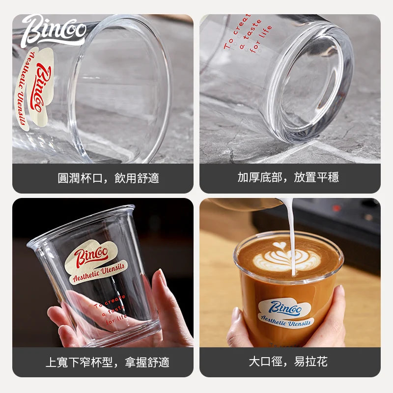 Bincoo 300ml Iced Coffee Glass – Clear Highball Tumbler Coffee Glass Tumbler Qst Red 200-400ml