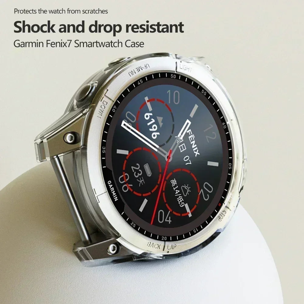 TPU Protective Case Cover for Garmin Fenix 7 7S 7X – Clear Smartwatch Case Cover Qme