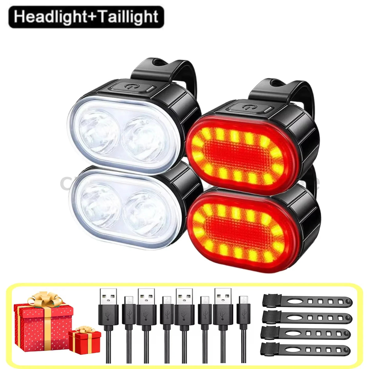 Waterproof MTB Bike Front & Rear LED Light Set – 3 Colors Bike Light Set Qme 4PCS-Set