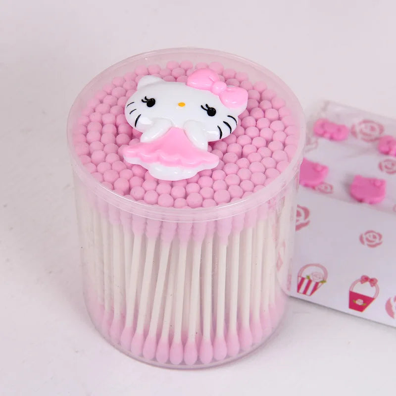 Hello Kitty Double-Ended Spiral Cotton Swabs & Makeup Remover Cotton Swabs Qme 4