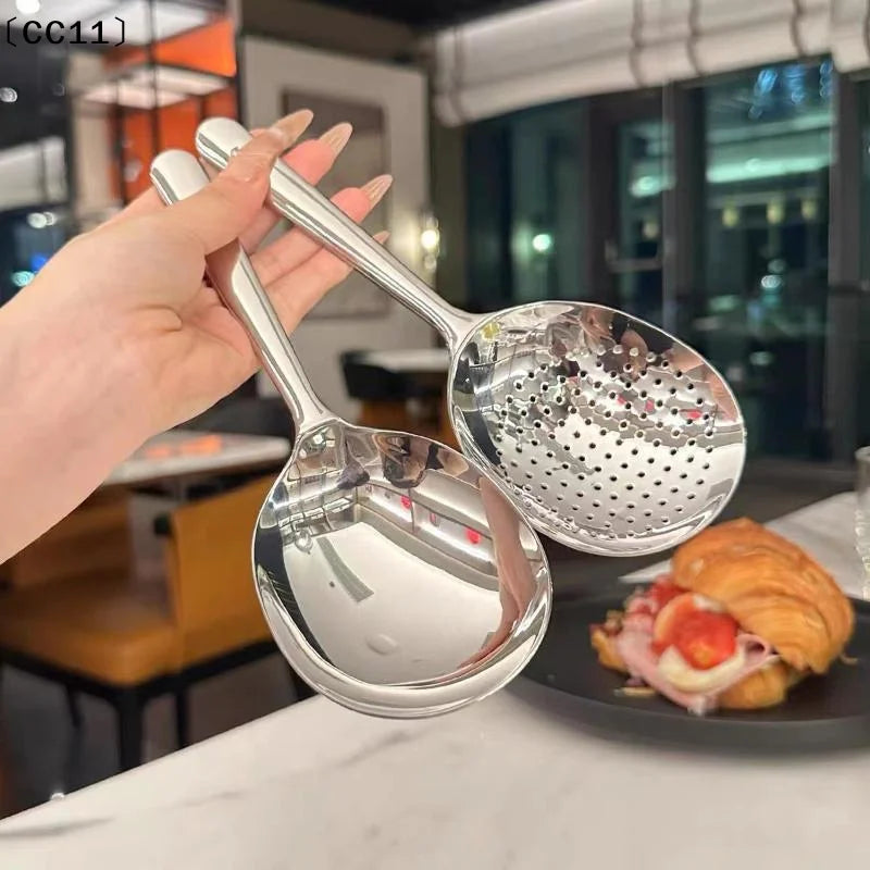 Stainless Steel Slotted Serving Spoon & Soup Ladle Slotted Serving Spoon Qme