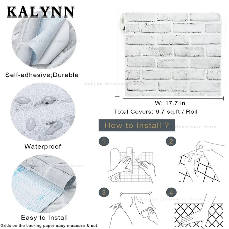 Brick Peel & Stick Wallpaper | Self-Adhesive Vinyl Contact Paper Peel & Stick Wallpaper Qme