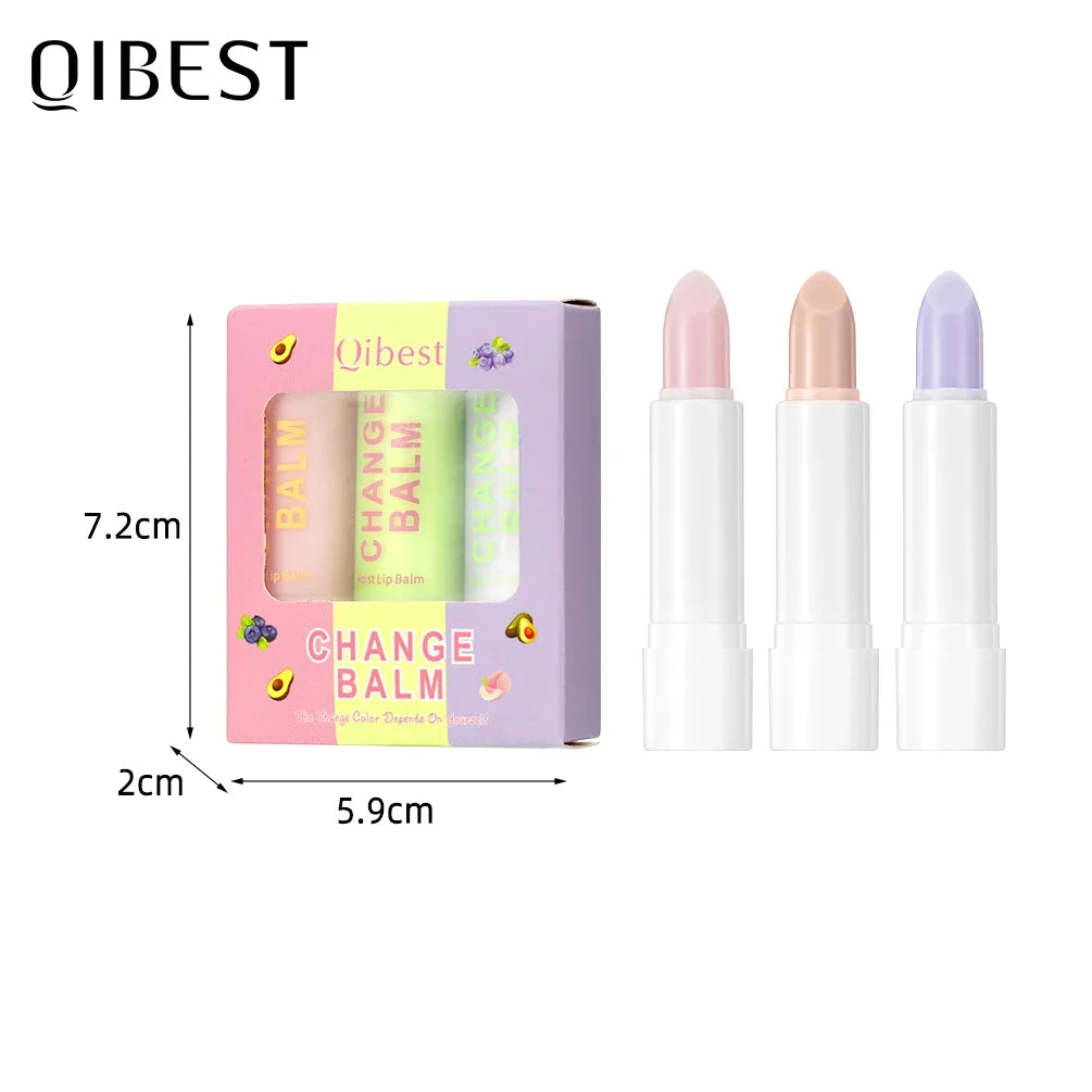 QIBEST Color-Changing Lip Balm Set – Moisturizing Tinted Lip Care Tinted Lip Balm Qme