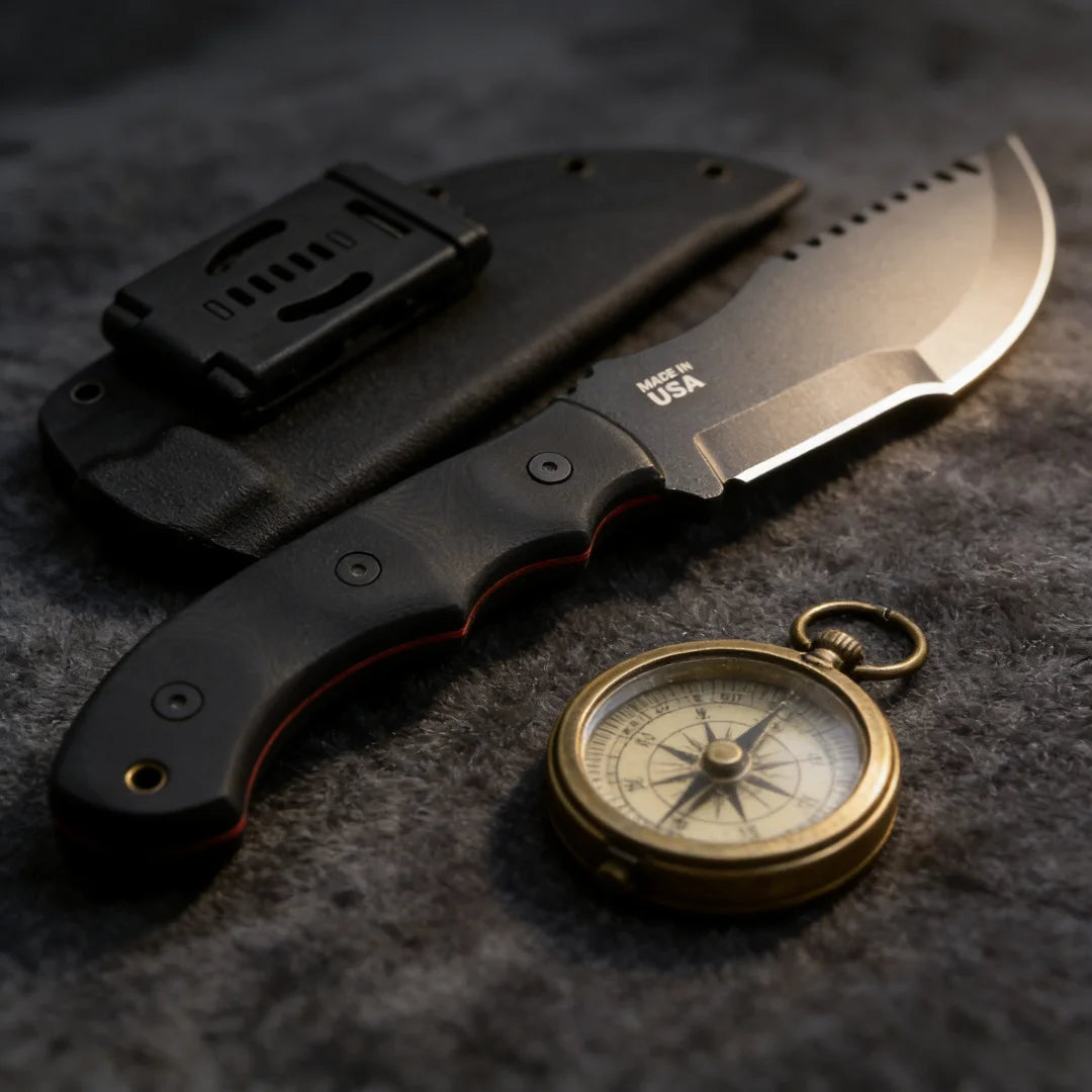TOPS Tracker Jungle Rescue Knife – 1095 Carbon Steel & Micarta Fixed Blade Knife Qst