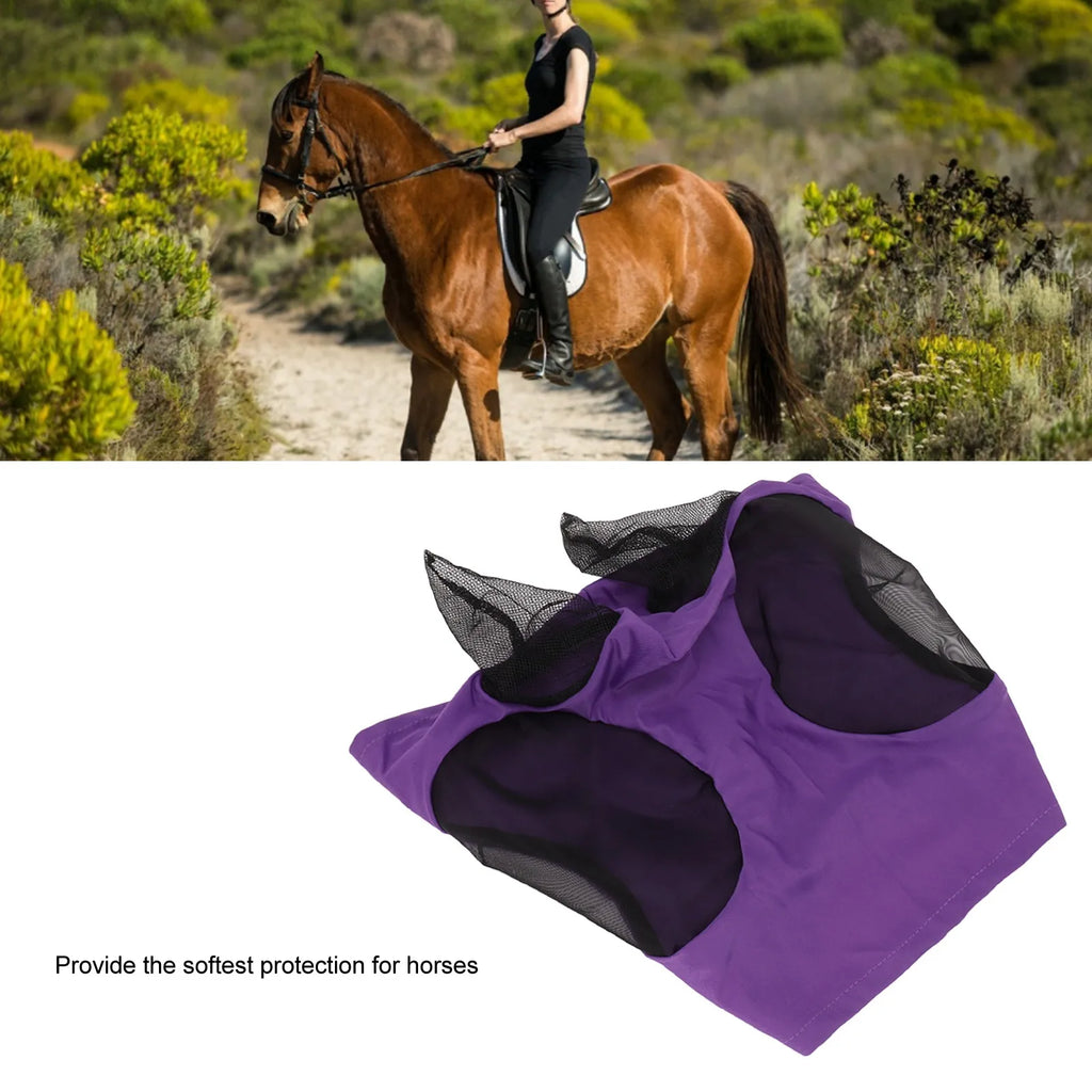 Breathable Horse Fly Mask with Ear Protection – Mesh Elastic Horse Fly Mask Qme