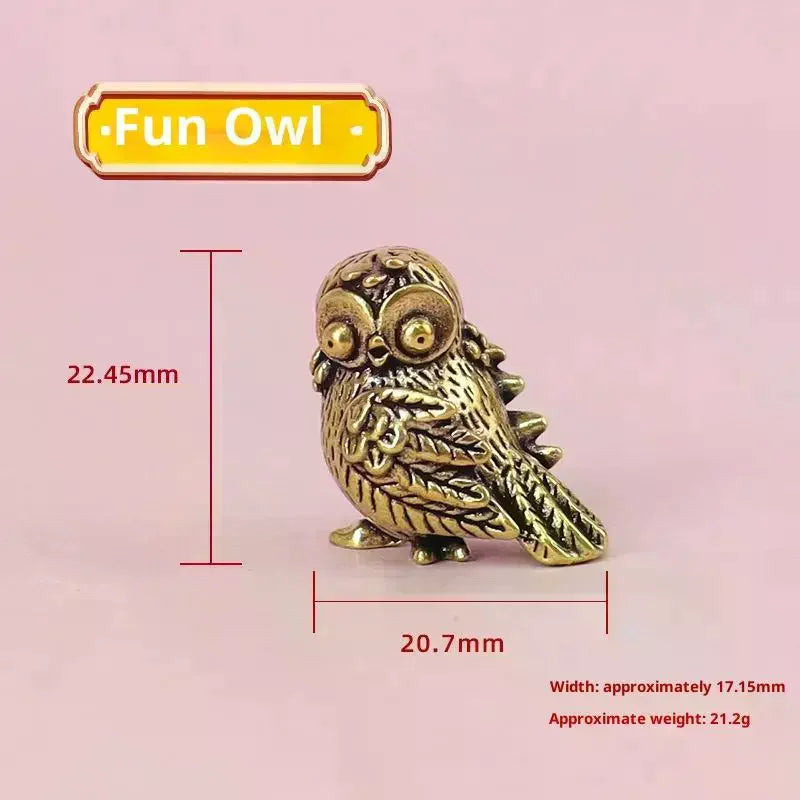 Mini Brass Owl Figurine – Retro Metal Bird Statue Tea Pet Decorative Figurine Qme