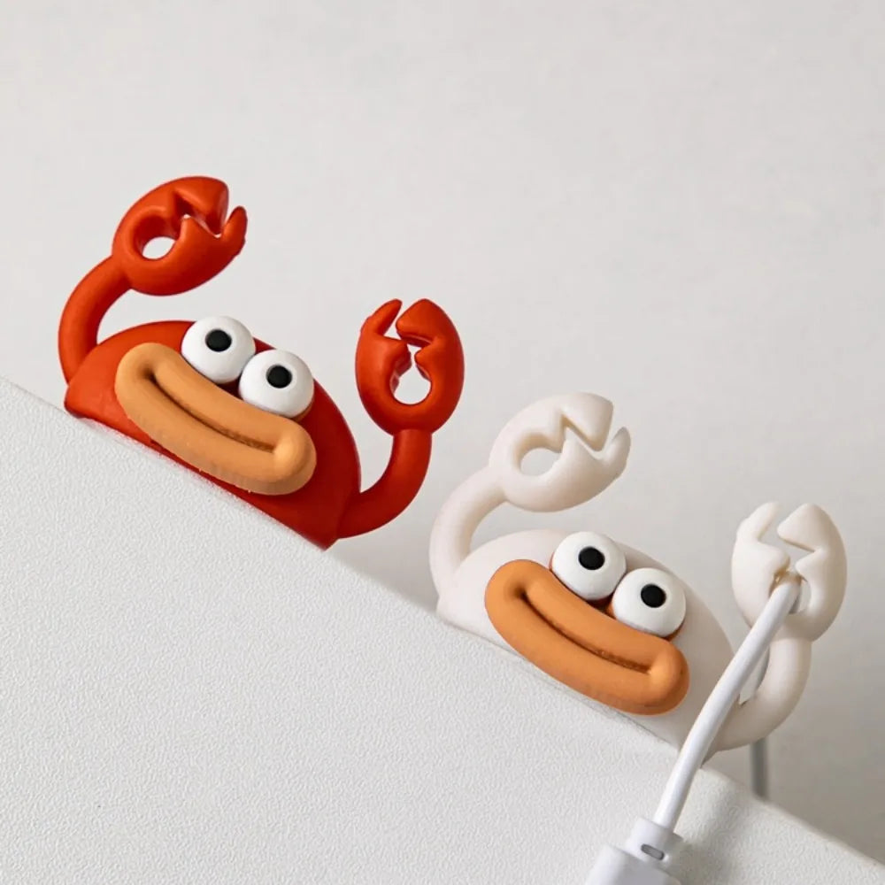 Cute Crab Cable Holder – Self-Adhesive Silicone USB Organizer Cable Organizer Clip Qme