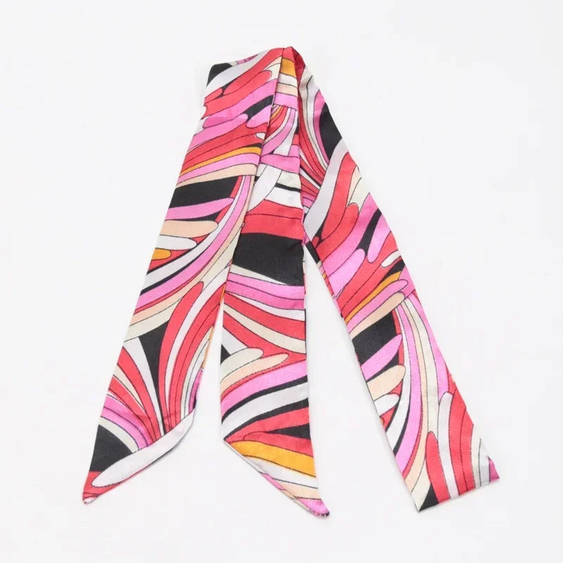Women's Skinny Ribbon Scarf – Printed Polyester Hair Tie
