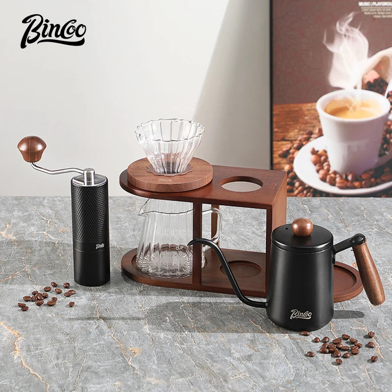 BINCOO Wood Pour Over Coffee Stand & Storage Rack Coffee Storage Rack Qst