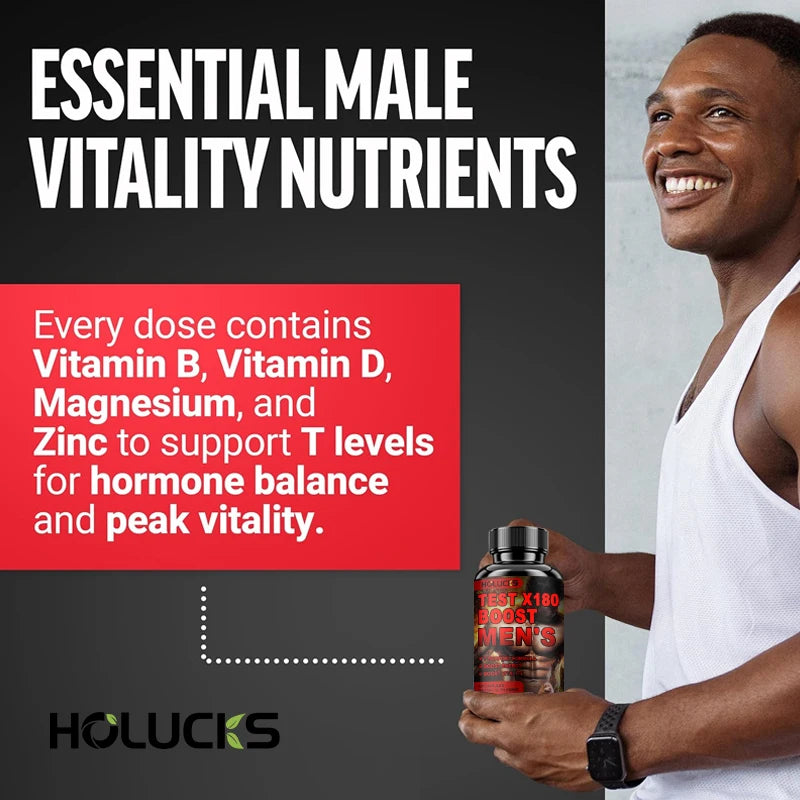 Test X180 Boost Men's Supplement – Cordyceps, Boron & Fenugreek Men's Vitality Supplement Qst