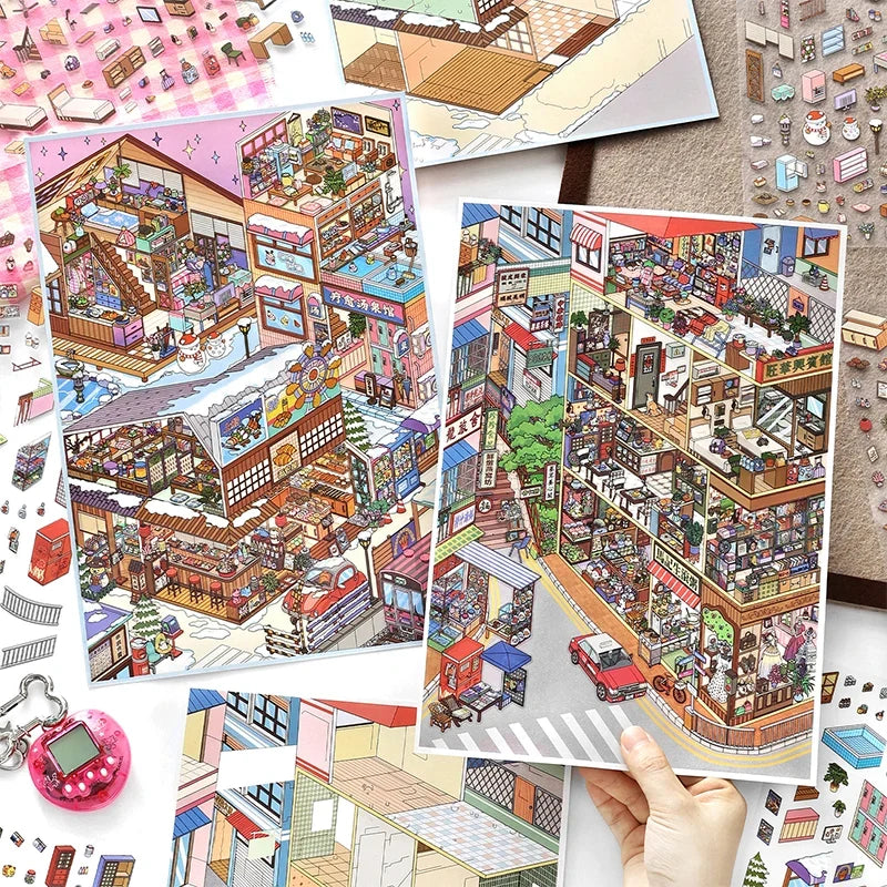 3D Street Scene DIY Greeting Card – Pop-Up Sticker Set DIY Greeting Card Kit Qme