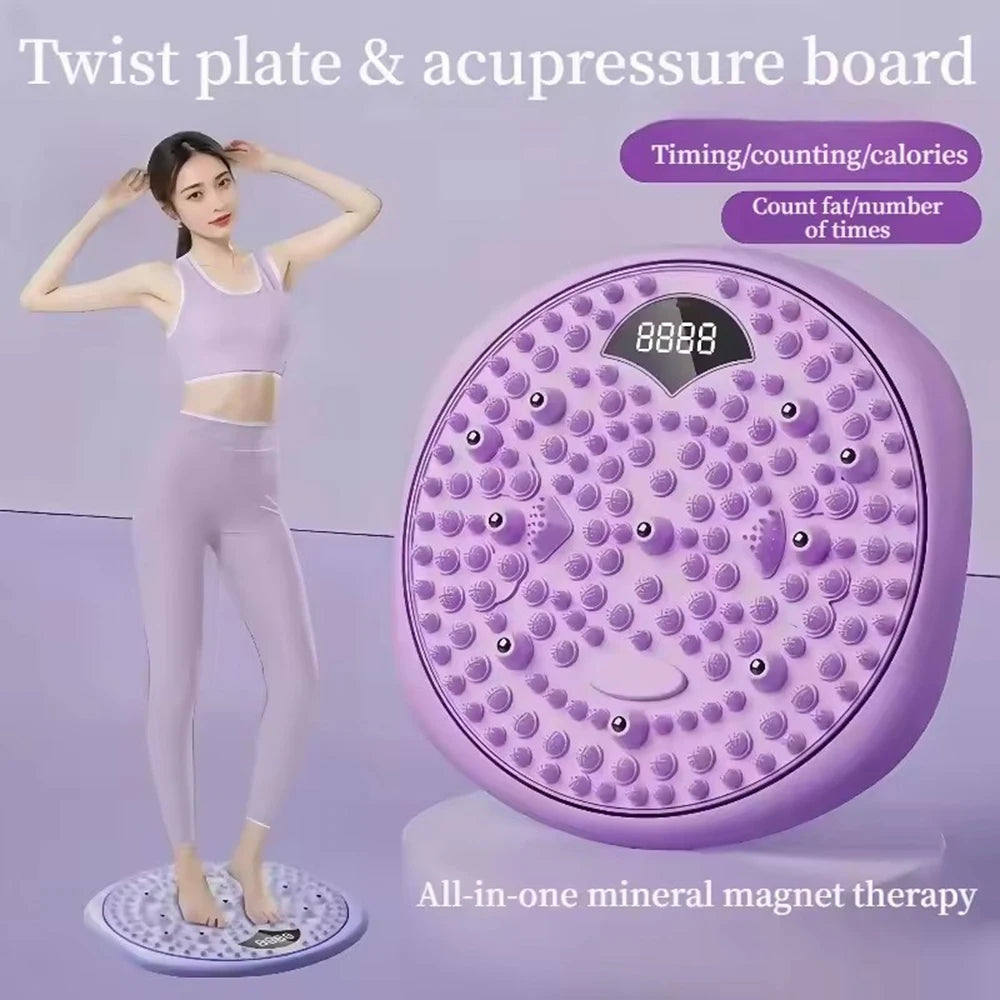 Magnetic Waist Twisting Disc & Foot Massage Board – Smart LCD Twist Exercise Board Qst