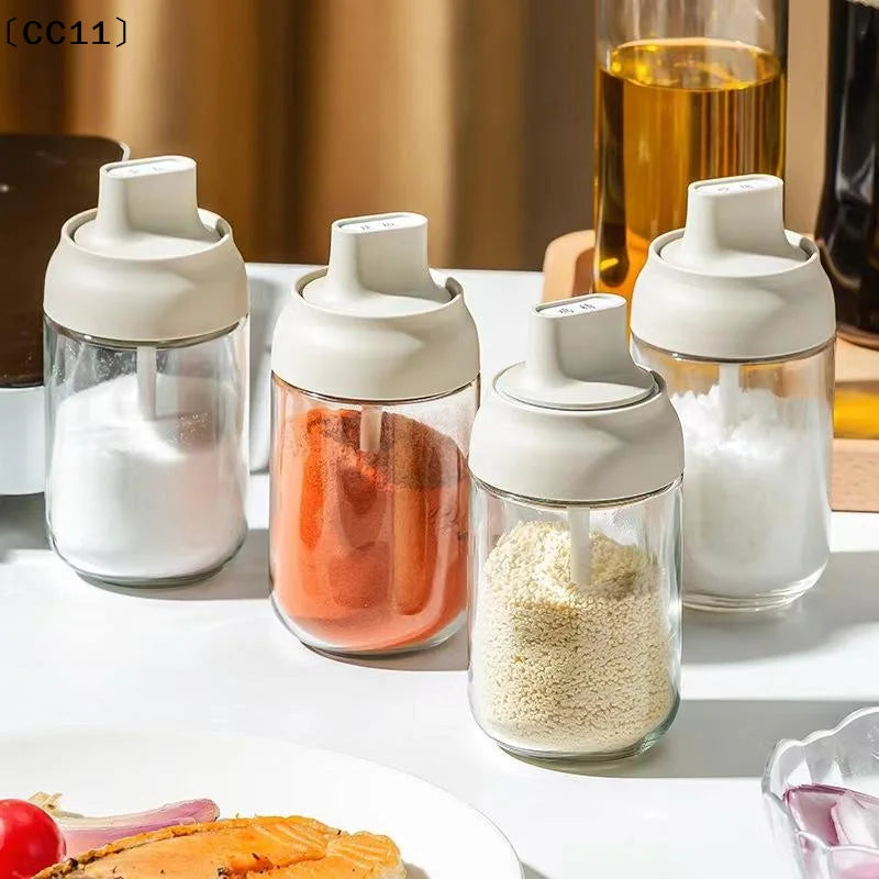 Glass Salt Shaker Pepper Jar & Oil Bottle Set – Moisture-Proof Lid Seasoning Bottle Set Qme