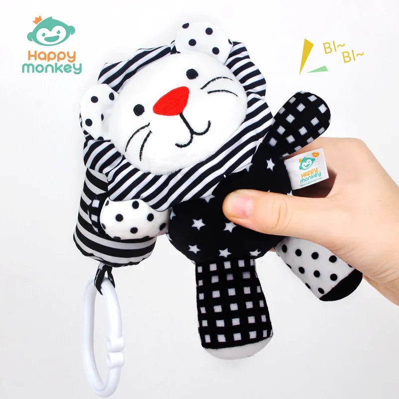 Cute Animal Plush Rattle Hanging Toy for Baby Stroller & Crib Baby Plush Rattle Toy Qme