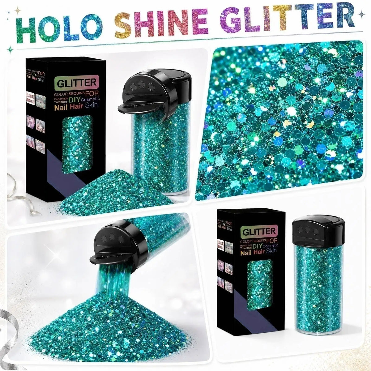 Fine Gold Foil Glitter Flakes – Body, Face, Nails & DIY Crafts Craft Glitter Flakes Qme Light Green One Size