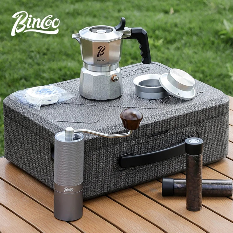 316SS Moka Pot Set with Grinder & 3-Valve Stovetop Espresso Maker Moka Pot Set Qst