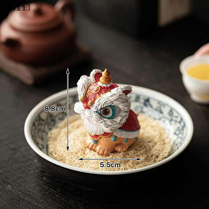 Color-Changing Lion Dance Tea Pet | Chinese Table Figurine Decorative Figurine Qme