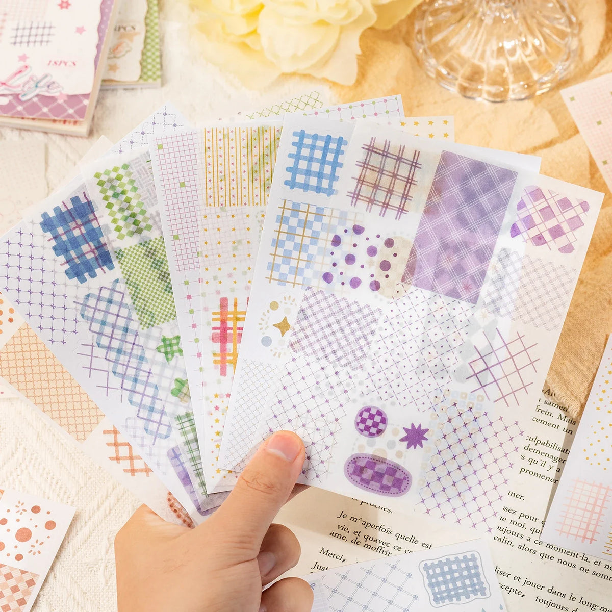 Cute Cartoon Grid Die Cut Sticker Book – 18 or 36 Sheets Die Cut Sticker Book Qme