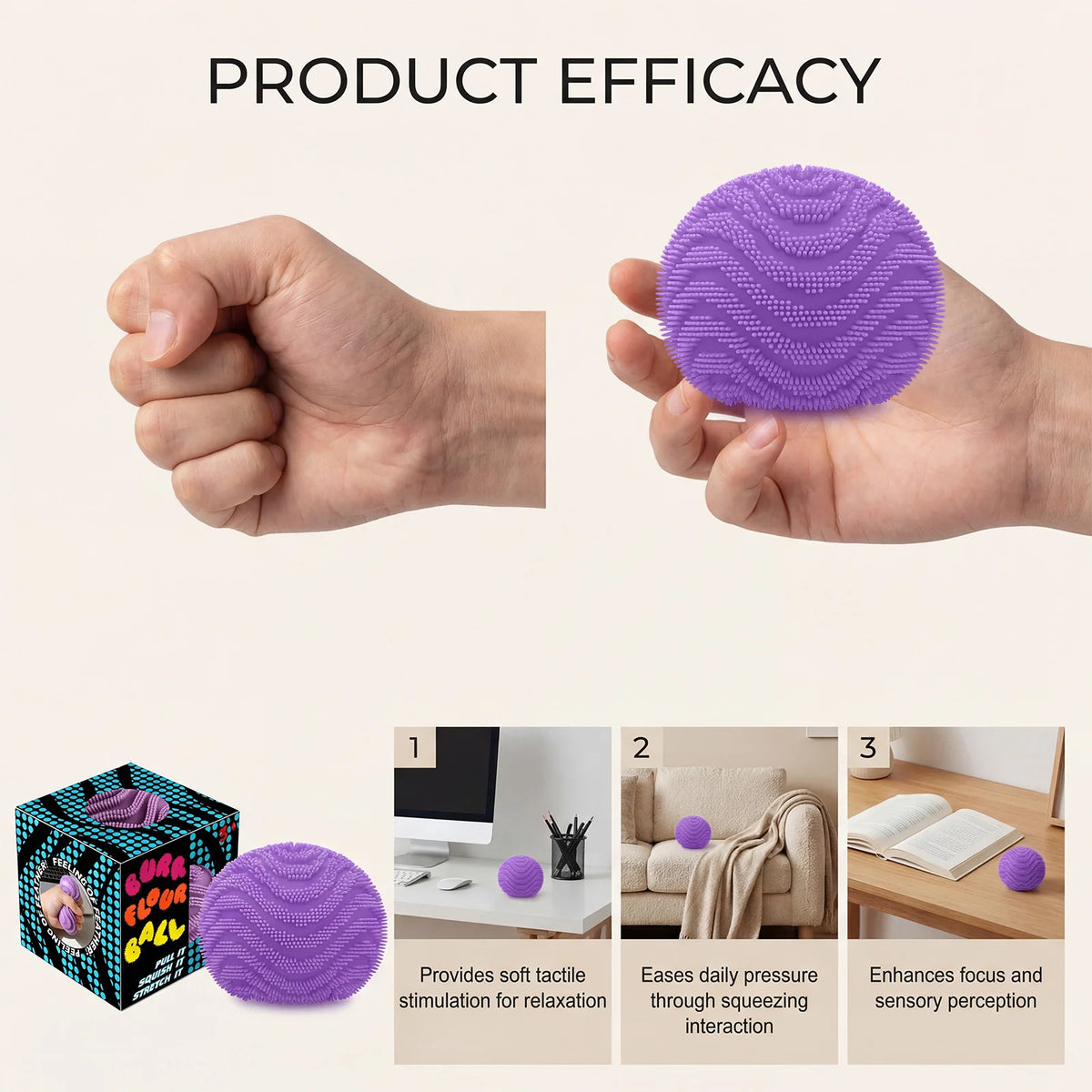 Nee Doh Fuzz Ball – Soft Spiky Sensory Fidget Squeeze Toy Sensory Fidget Toy Qst