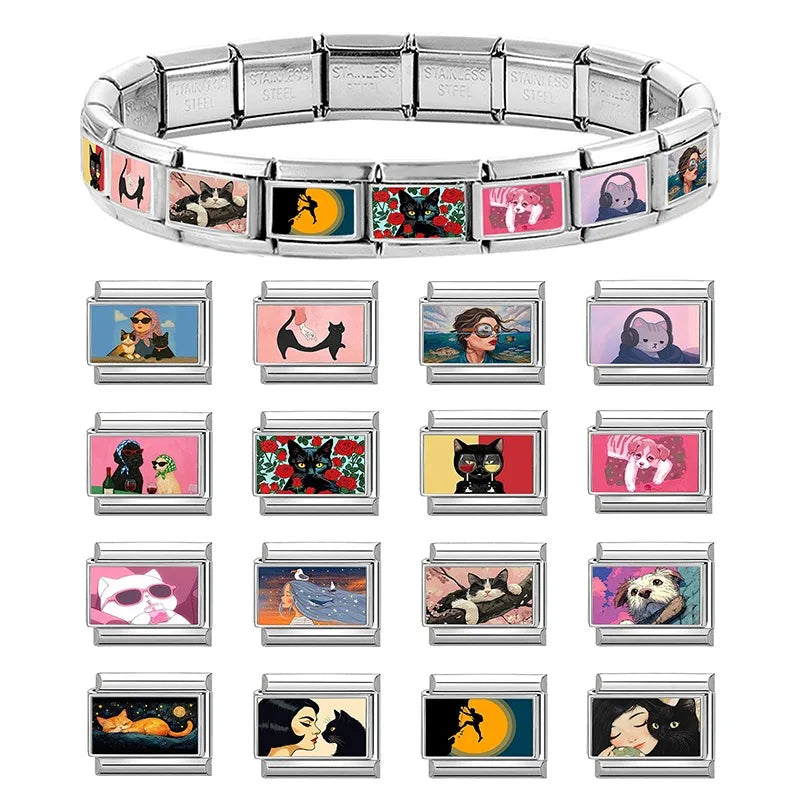 Personalized DIY Italian Charm Bracelet – Red Stainless Steel Italian Charm Bracelet Qme