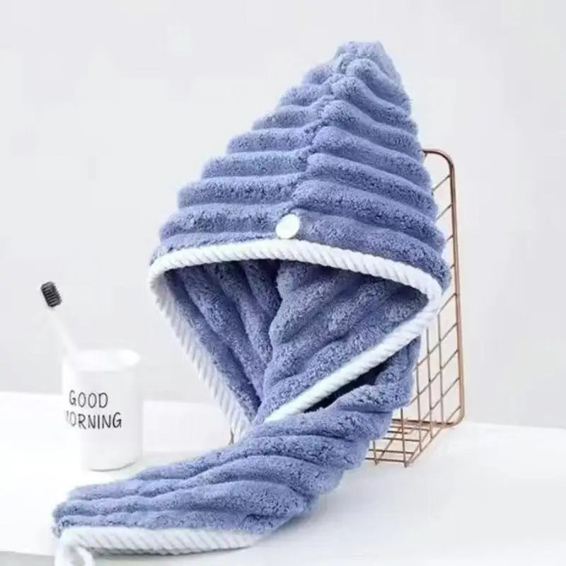 Women's Quick Dry Hair Towel Cap – Super Absorbent Wrap Hair Towel Cap Qst Blue
