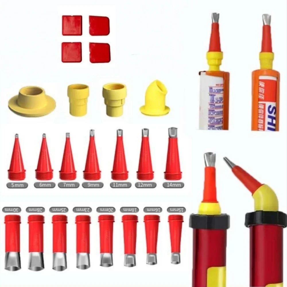 Stainless Steel Caulk Gun Nozzle Applicator Set – Bath & Kitchen Caulk Nozzle Applicator Qme