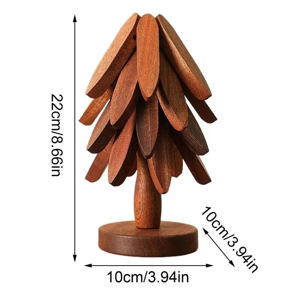 Wooden Tree Trivet & Non-Slip Coaster – Heat-Insulating Placemat Wooden Trivet Coaster Qme Walnut color 4 as picture shows