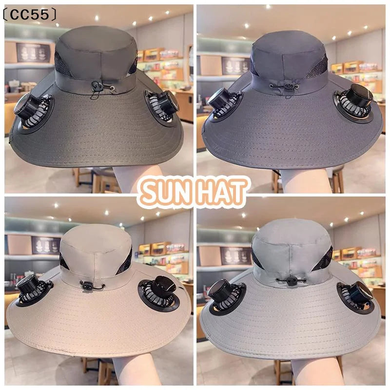 Solar Fan Bucket Hat UPF 50+ Quick Dry Outdoor Sun Hat Solar Fan Sun Hat Qst