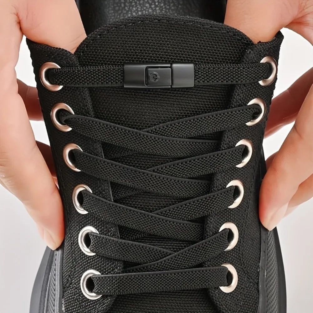 No-Tie Elastic Shoelaces with Quick Press Metal Lock Buckles No-Tie Shoelaces Qme