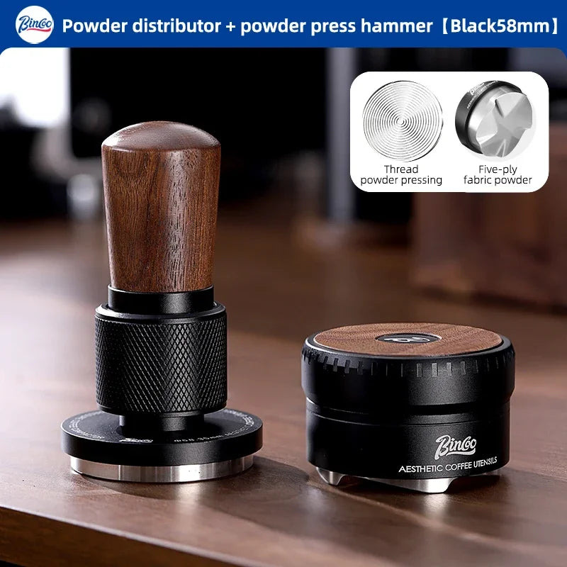 Bincoo 58mm Espresso Distributor – Wood Handle Barista Tool Espresso Distributor Qst Black 2pcs B