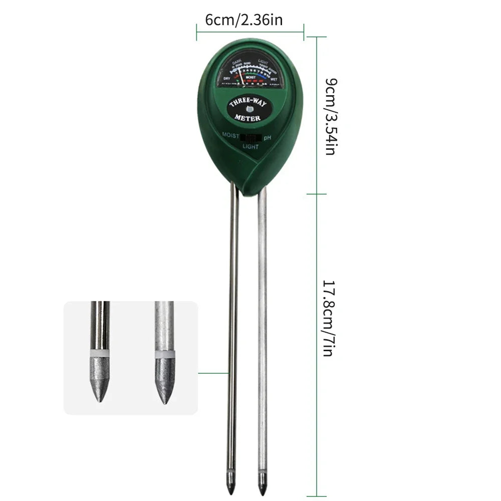 3-in-1 Soil pH Meter, Moisture & Sunlight Tester for Plants Soil Testing Meter Qme