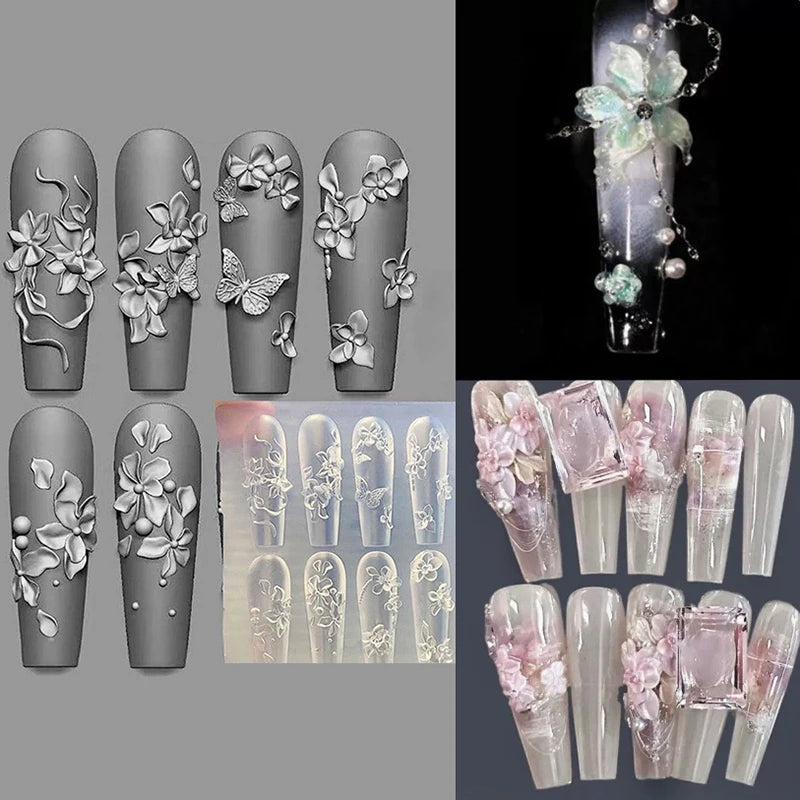3D Silicone Nail Art Mold – Flower, Butterfly & Shell Designs Nail Art Mold Qst