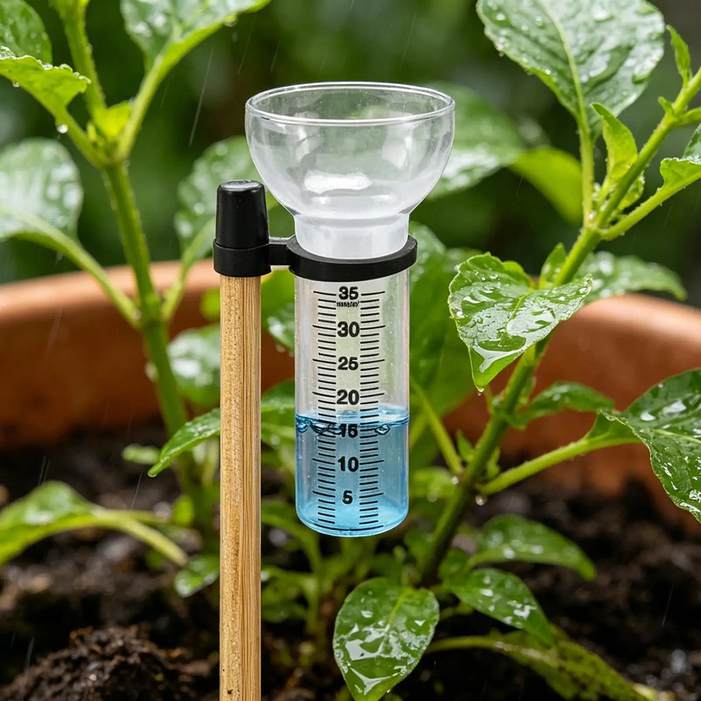 Outdoor Clear Glass Rain Gauge Set – 2 Cups, Stand & Replacement Tube Outdoor Rain Gauge Qme