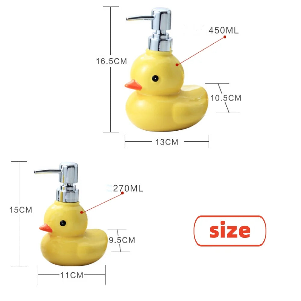 Cute Yellow Duck Ceramic Soap & Lotion Dispenser Bottle Ceramic Soap Dispenser Qme