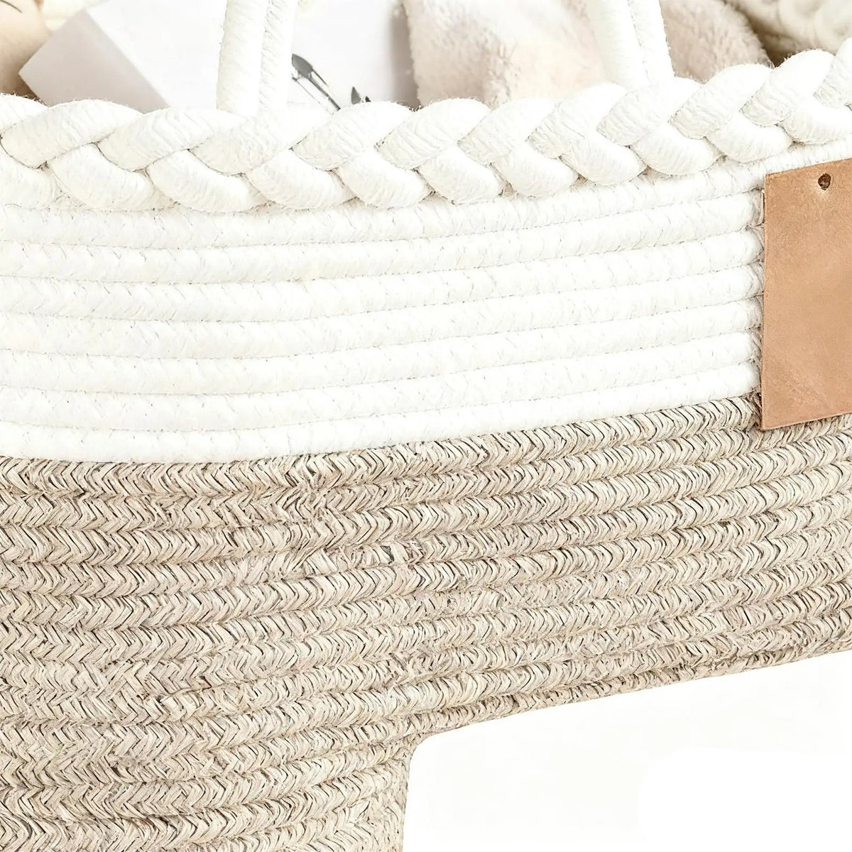 Foldable Woven Stair Basket Large Capacity Step Organizer Woven Storage Basket Qme