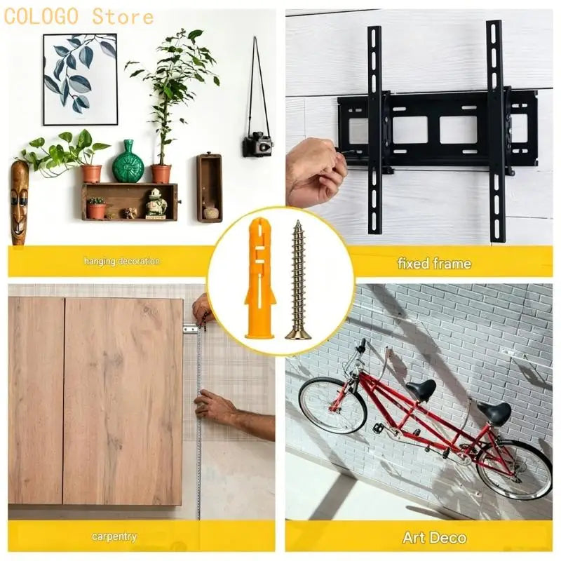 200-Piece M2 Screw & Expansion Sleeve Indoor Mounting Kit Screw & Anchor Kit Qme