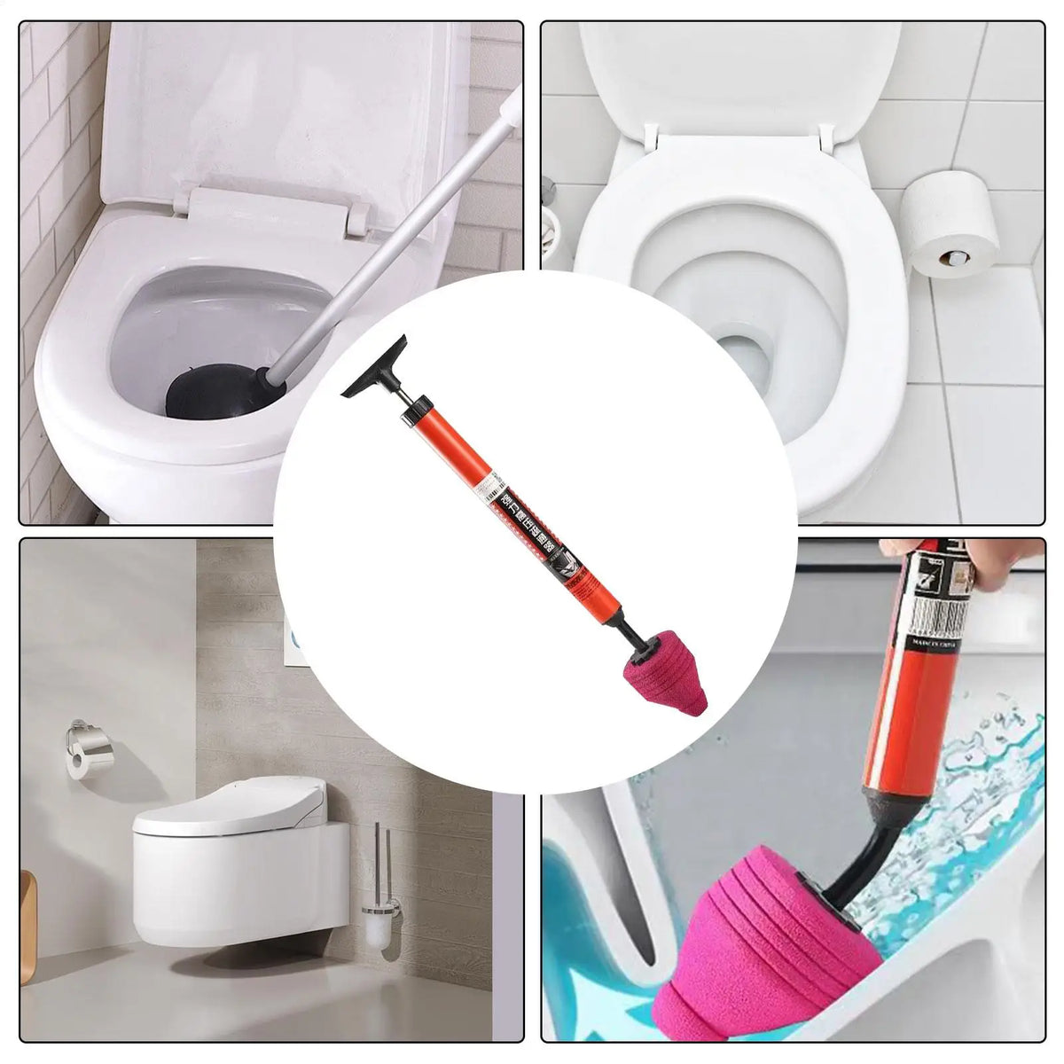 High-Pressure Toilet Plunger with Ergonomic Handle Toilet Plunger Qme